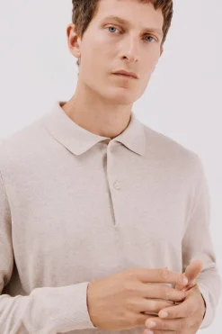 Cortefiel Jersey algodón cashmere cuello polo Beige Sale