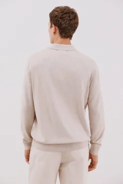 Cortefiel Jersey algodón cashmere cuello polo Beige Sale
