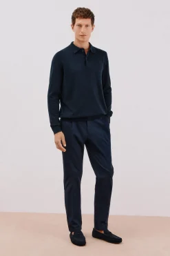 Cortefiel Jersey algodón cashmere cuello polo Azul marino Sale