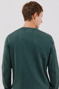 Cortefiel Jersey algodón cashmere cuello pico Verde oscuro Clearance
