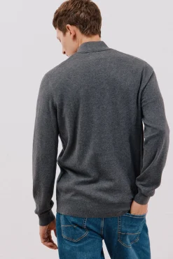 Cortefiel Jersey algodón cashmere cuello alto botones Gris Outlet