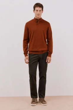 Cortefiel Jersey algodón cashmere cuello alto botones Camel Outlet