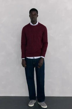 Pedro del Hierro Jersey algodón y cashmere Burdeos Clearance