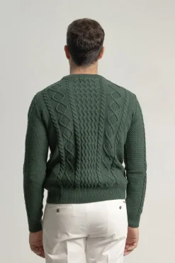 PuroEGO Jersey aran cuello redondo Verde oscuro Online