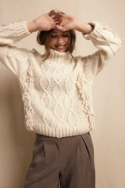 Slowlove Jersey aranes y flecos Marfil New