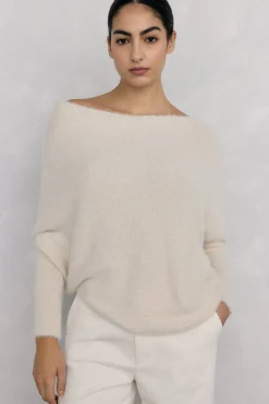 Pedro del Hierro Jersey asimétrico hilatura con brillo Beige Discount