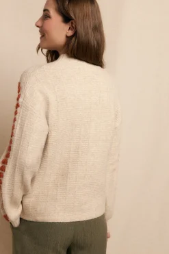 Slowlove Jersey bordado contraste Beige Discount