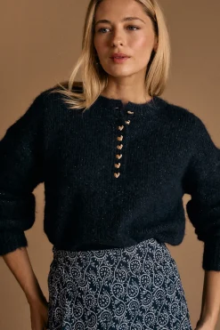 Polín Et Moi Jersey boton corazón Michelle Azul oscuro Outlet