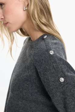 Vero Moda Jersey botones joya Gris oscuro Outlet