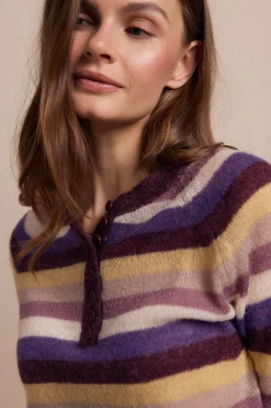 Slowlove Jersey botones rayas Lila Discount