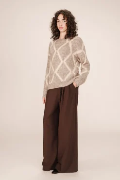 Grace & Mila Jersey básico con cuello redondo Beige Outlet