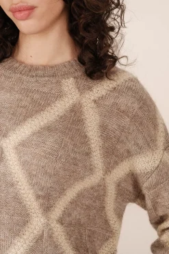 Grace & Mila Jersey básico con cuello redondo Beige Outlet