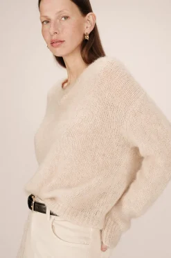 Grace & Mila Jersey básico con escote en V Beige Discount