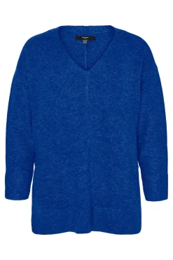 Vero Moda Curve Jersey básico con escote pico talla grande Azul marino Discount
