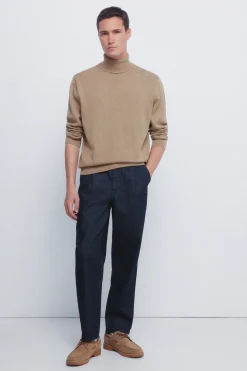 Springfield Jersey básico cuello alto beige Discount