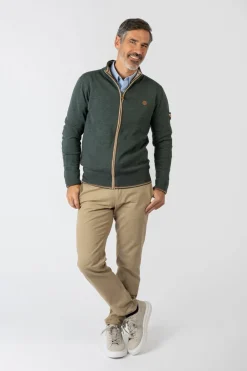 Privata Jersey básico cuello alzado cremallera Verde Hot