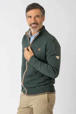 Privata Jersey básico cuello alzado cremallera Verde Hot