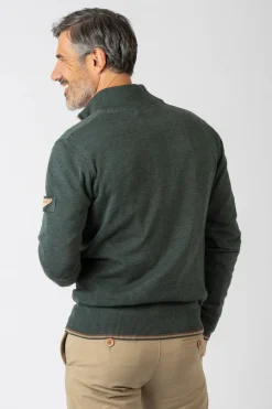 Privata Jersey básico cuello alzado cremallera Verde Hot