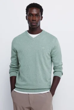 Springfield Jersey básico cuello pico verde