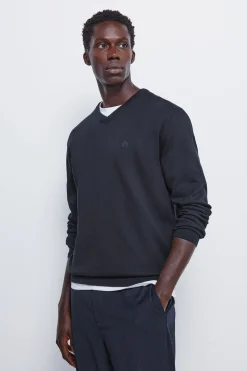 Springfield Jersey básico cuello pico azul Sale