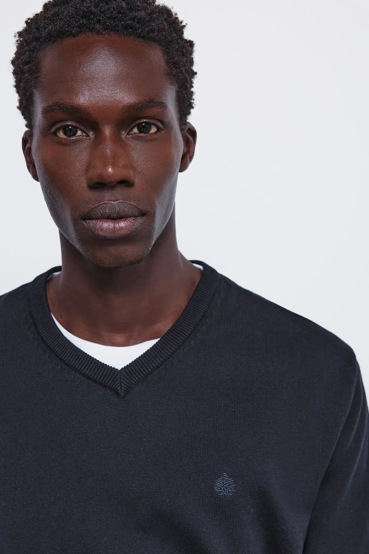 Springfield Jersey básico cuello pico azul Sale