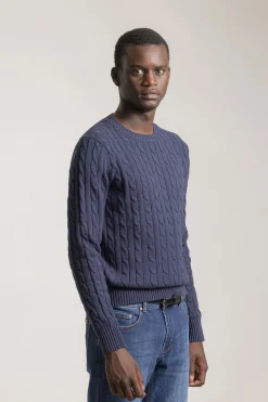 PuroEGO Jersey cable knit algodón Azul marino Clearance