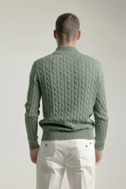 PuroEGO Jersey cable knit botones algodón Kaki Clearance