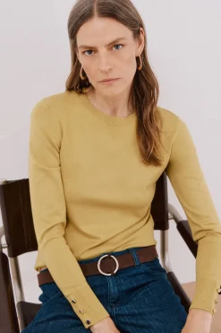 Cortefiel Jersey caja botones Amarillo Clearance