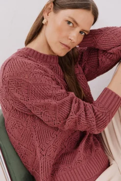 Cortefiel Jersey calado combinado Vino Sale