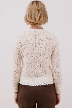 Cortefiel Jersey calado combinado Marfil Outlet