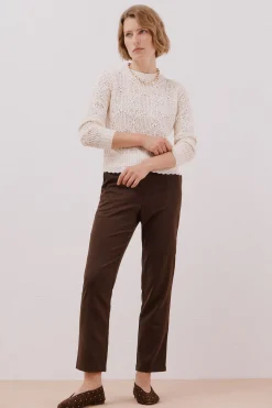 Cortefiel Jersey calado combinado Marfil Outlet