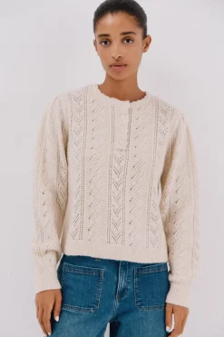 Cortefiel Jersey calado panadero Marfil Hot