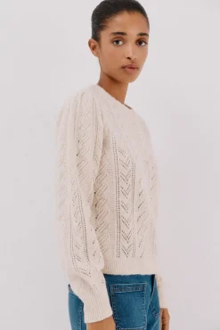 Cortefiel Jersey calado panadero Marfil Hot