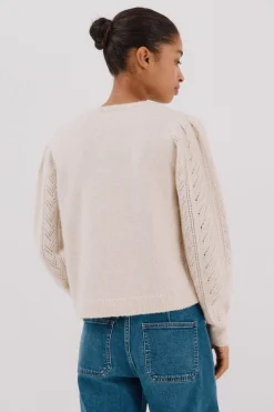 Cortefiel Jersey calado panadero Marfil Hot