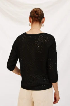 Cortefiel Jersey calados lurex Negro Discount