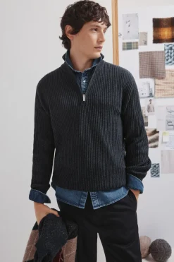 Springfield Jersey canalé cremallera azul Outlet