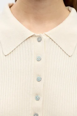 Object Jersey canalé cuello polo Beige Online