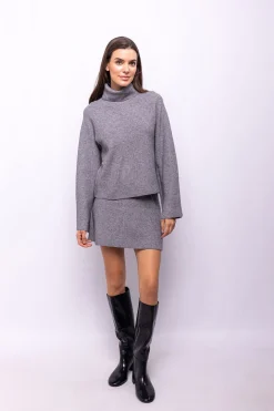 Object Jersey canalé cuello vuelto Gris Outlet