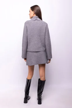 Object Jersey canalé cuello vuelto Gris Outlet