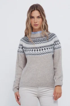 Springfield Jersey cenefa jacquard cuello combinado gris Online