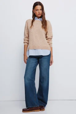 Springfield Jersey combinado camisero nude Discount