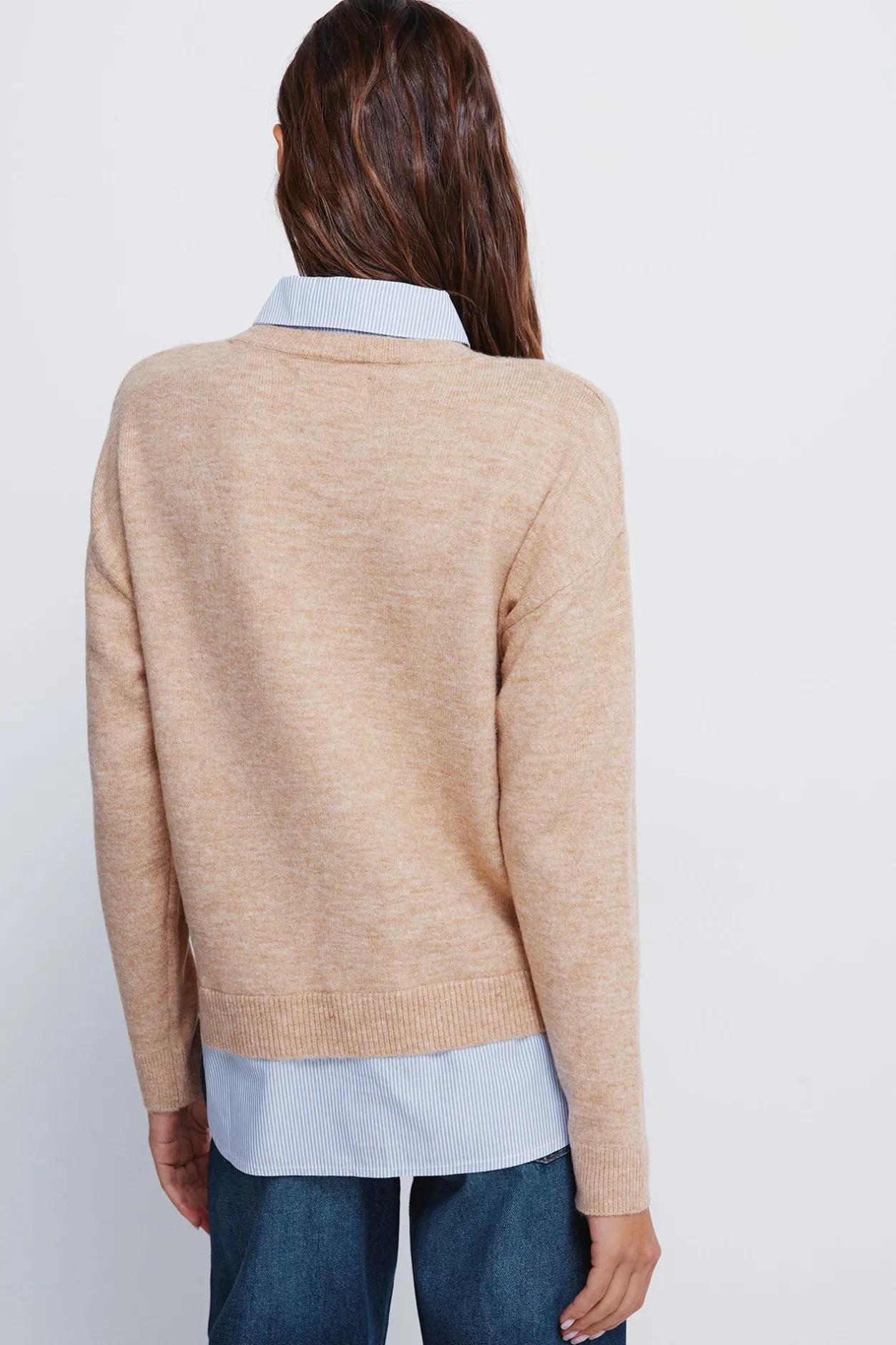 Springfield Jersey combinado camisero nude Discount