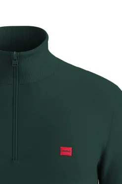 HUGO Jersey con cremallera Verde oscuro