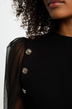 Morgan Jersey con cuello alto Negro Clearance