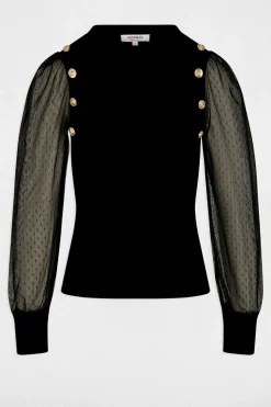 Morgan Jersey con cuello alto Negro Clearance