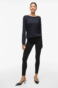 Vila Jersey con cuello redondo de viscosa Gris Clearance