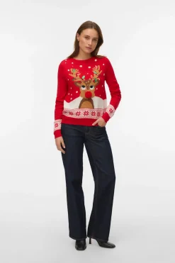 Vero Moda Jersey con estampado navideño Rojo Sale