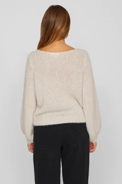 Vila Jersey con flores de punto con lana Marfil Hot