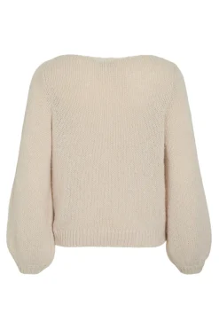 Vila Jersey con flores de punto con lana Marfil Hot