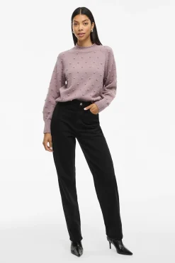 Vila Jersey con perlas de punto Rosa